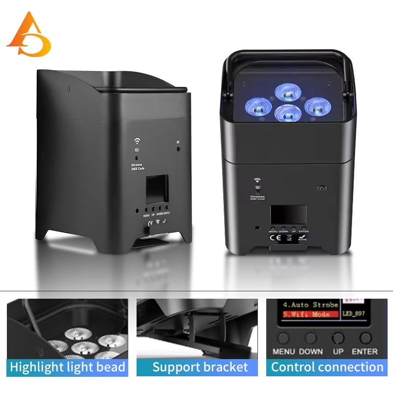 6x18w Battery Par Light  RGBWA UV 6IN1 LED  Wireless DMX with Phone App Remote Control For Party Wedding Stage Light