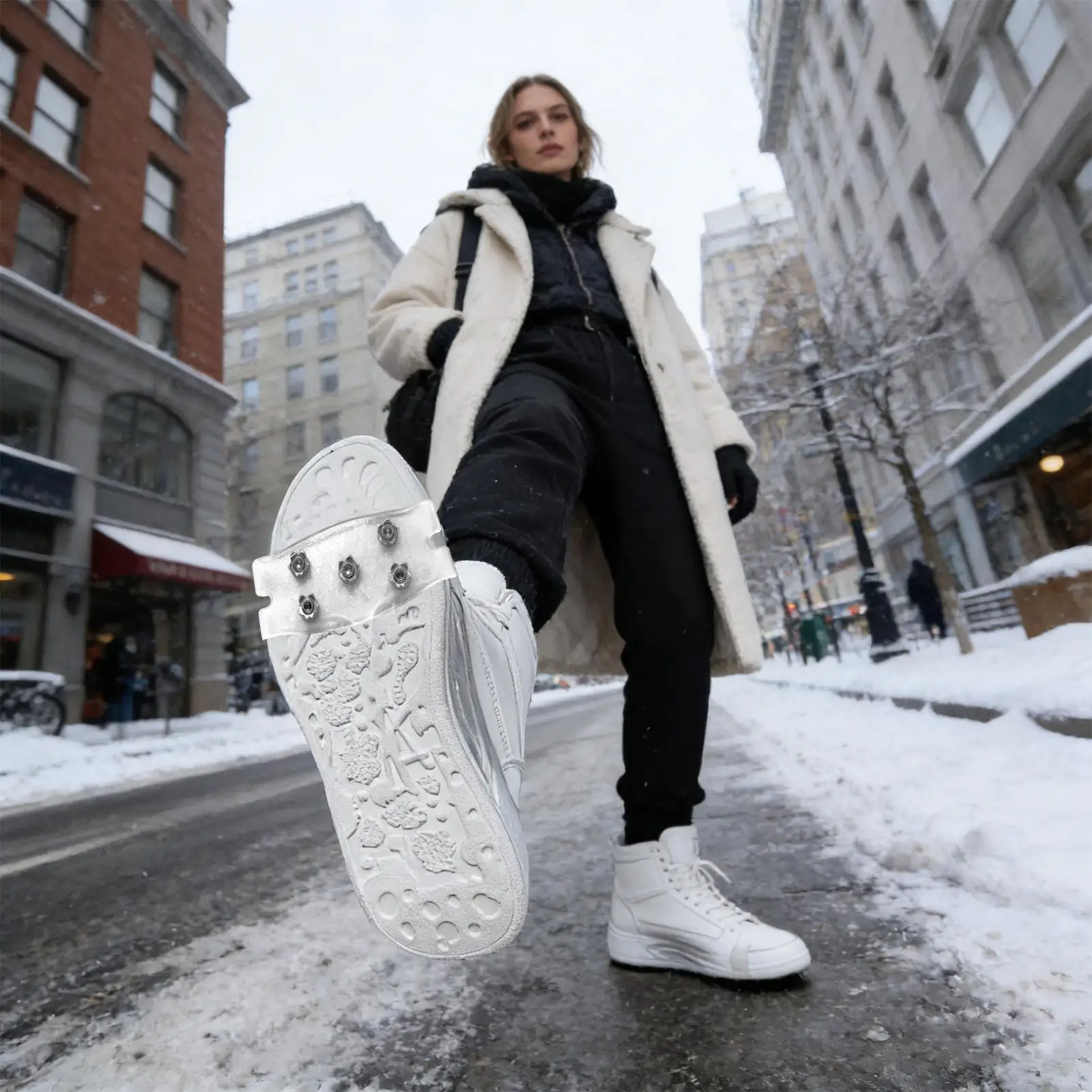 Portable Ice Cleats For Shoes, 2pcs Non-Slip Snow Spikes Grippers, Quick-On For Hiking Fishing Walking Climbing In Winter