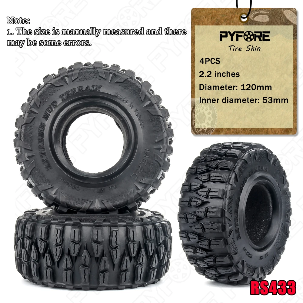 

PYFORE 120mm Diameter 53mm Inner Diameter 2.2in Tire Skin Crawler Car RC Remote Control Model Car Accessories Tire Skin