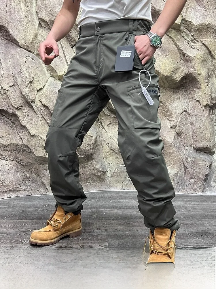 

Мужские повседневные брюки-бомберы с утепленной флисовой подкладкой, осенне-зимние, теплые, свободного кроя, однотонные, из полиэстера