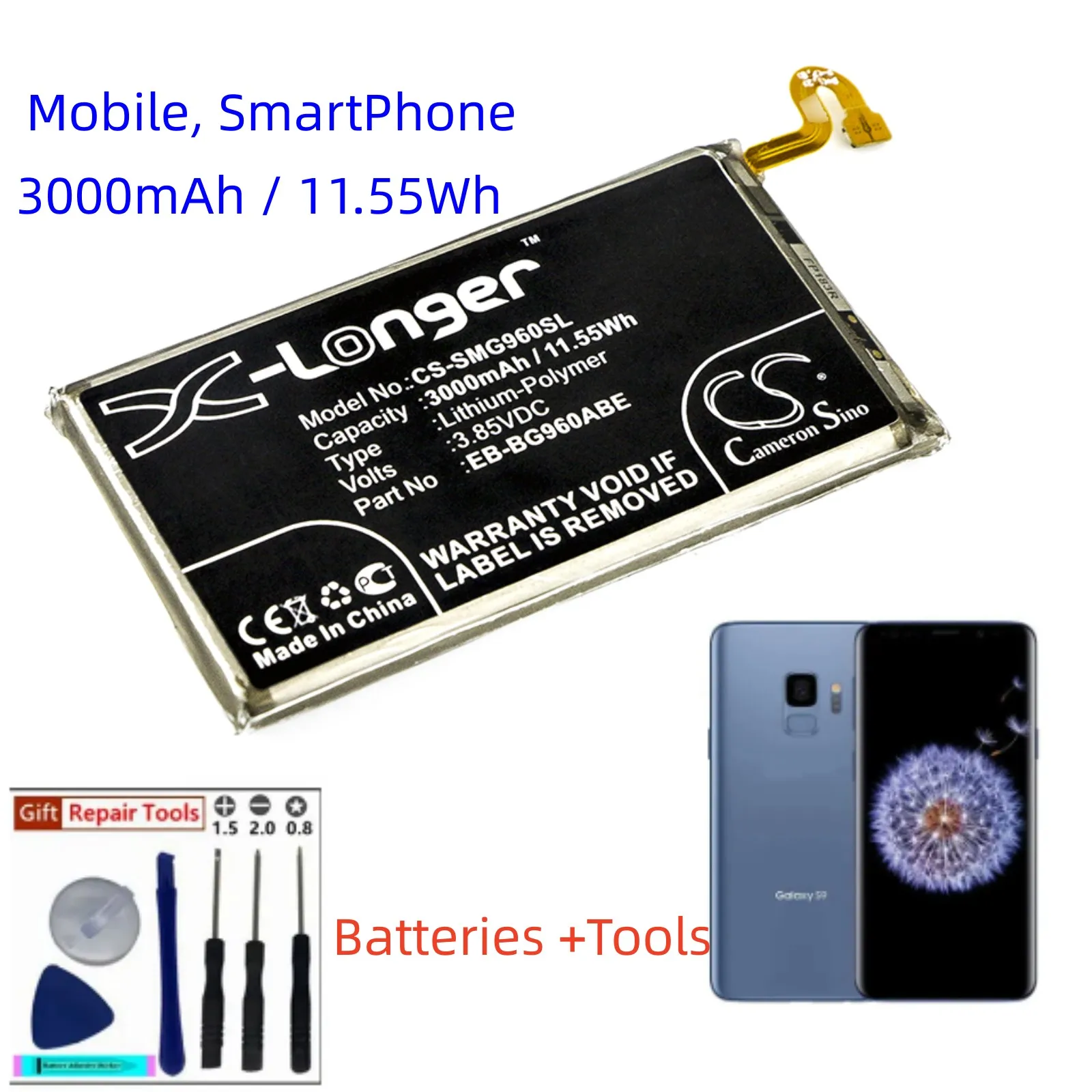 CS Battery For Samsung EB-BG960ABE Galaxy S9 Duos SM-G960F/DS  TD-LTE  SM-G9600 SM-G9608 SM-G960J WiMAX 2 +  SCV38  SM-G960XU