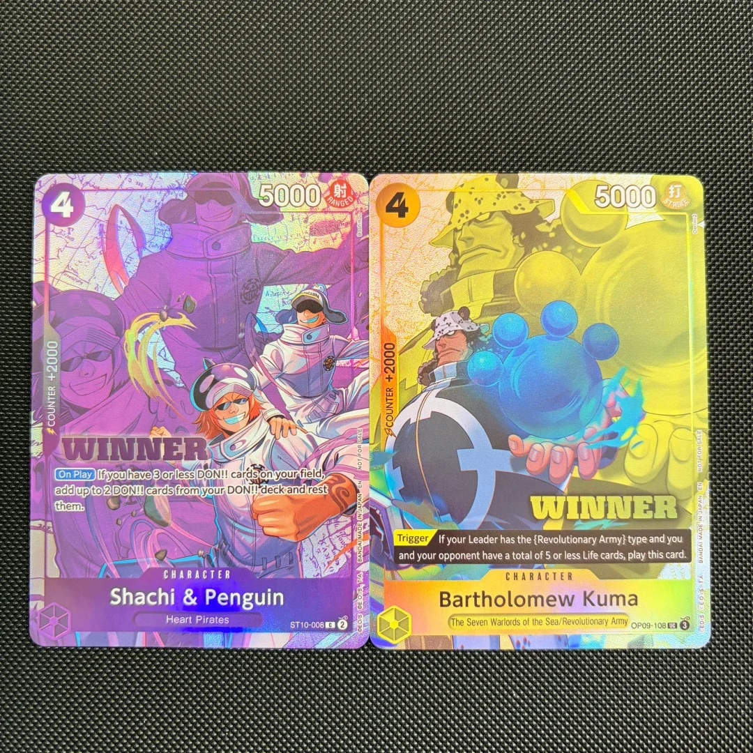 

Коллекционная карточка One Piece Bartholemew Kuma Winner Pack 2025 DIY, промо-карта аниме на английском языке ST10-008, коллекционная карточка Трафальгар Лоу, игрушки