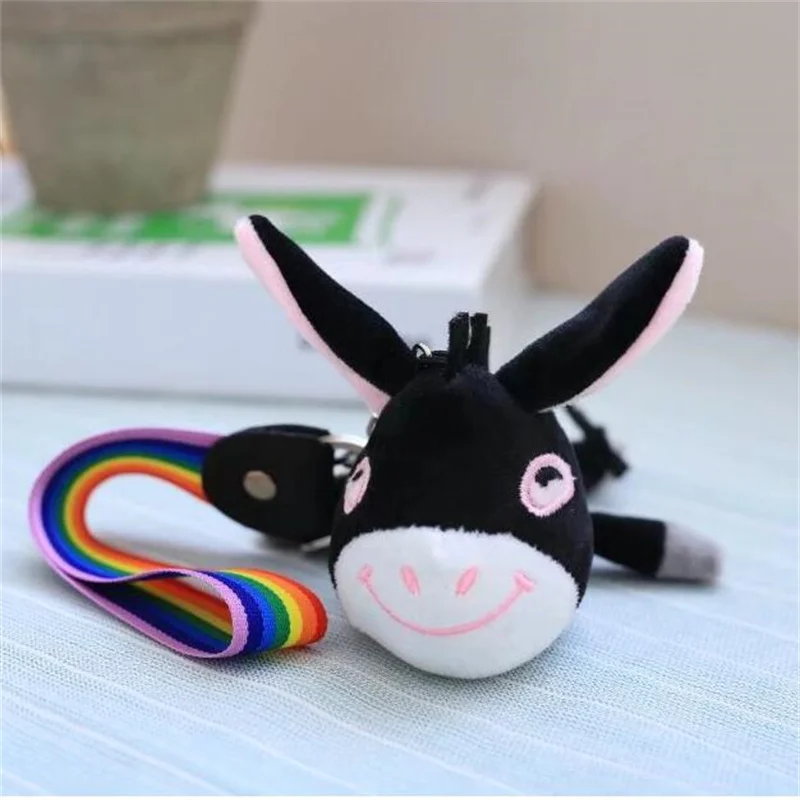 

1PCS Black Little Donkey Phone Chain Hanger Neck Creative Plush Toy Wholesale Hanger for Girlfriend's Birthday Gift