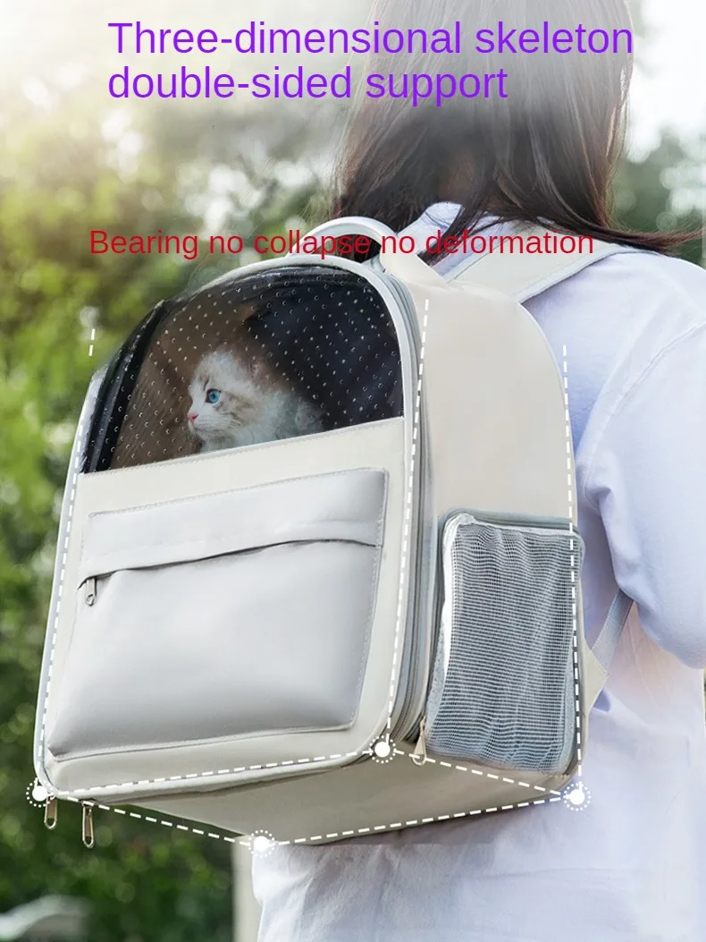 Large Capacity Travel Backpack, Transparent Canvas Cat Bag for Travel, Breathable Pet Dog Bag for Space Capsule