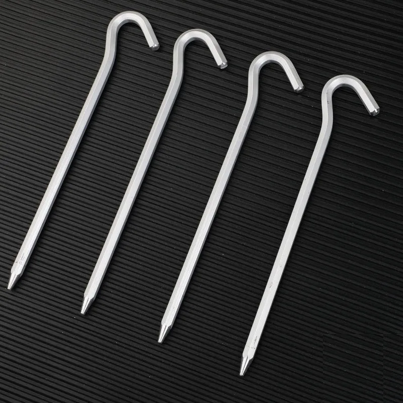 10 Uds estacas de aluminio para tienda de campaña con ganchos, estacas para lona de acampada para viajes al aire libre estacas para el suelo toldo de clavija para tienda dura y ligera