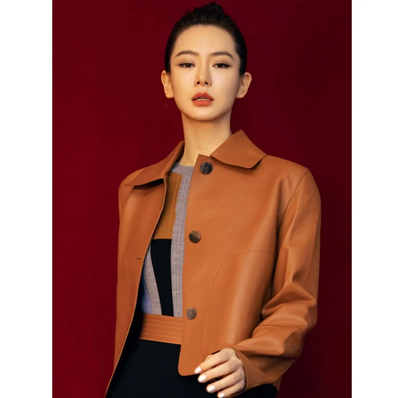 

Genuine Leather Top Layer Sheepskin Jacket, Women's Leather Jacket, Short And Fashionable New Style, Trendy Qiwei, Same Style