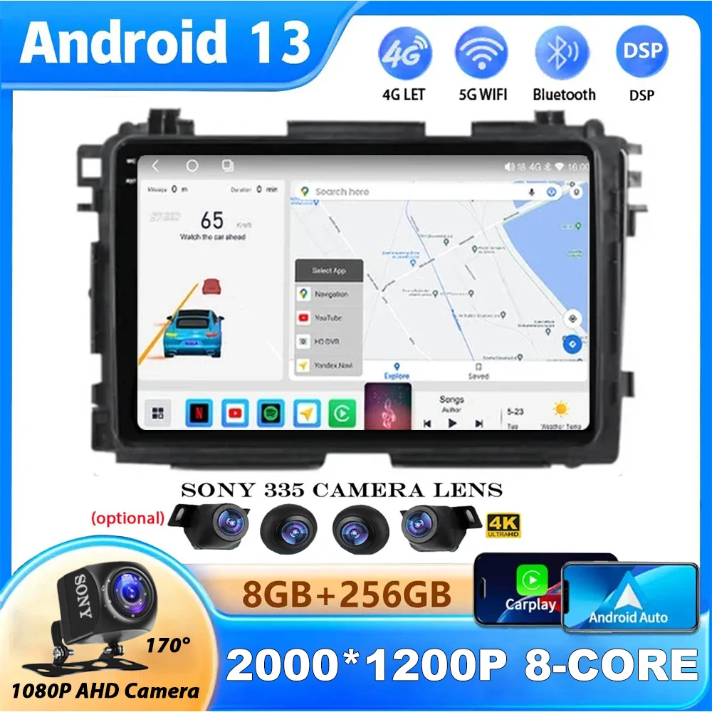 

Автомагнитола на Android 13 для Honda HR-V HRV XRV Vezel 2013-2019, автомагнитола, мультимедийный плеер, QLED IPS экран, Carplay, 2Din DVD