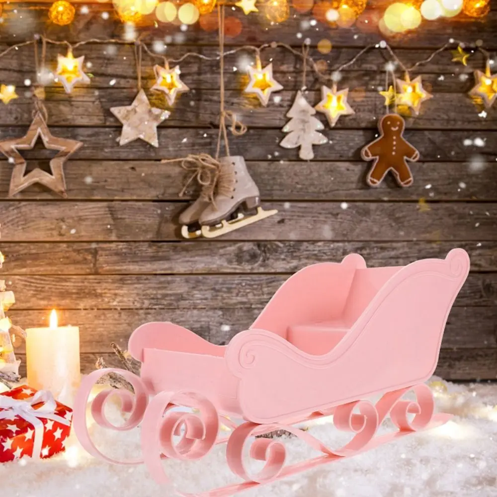 Creative DIY Christmas Sleigh Statue Reusable Durable Christmas Santa Accessories Cute Santa Claus Sled Figurine Xmas Gifts