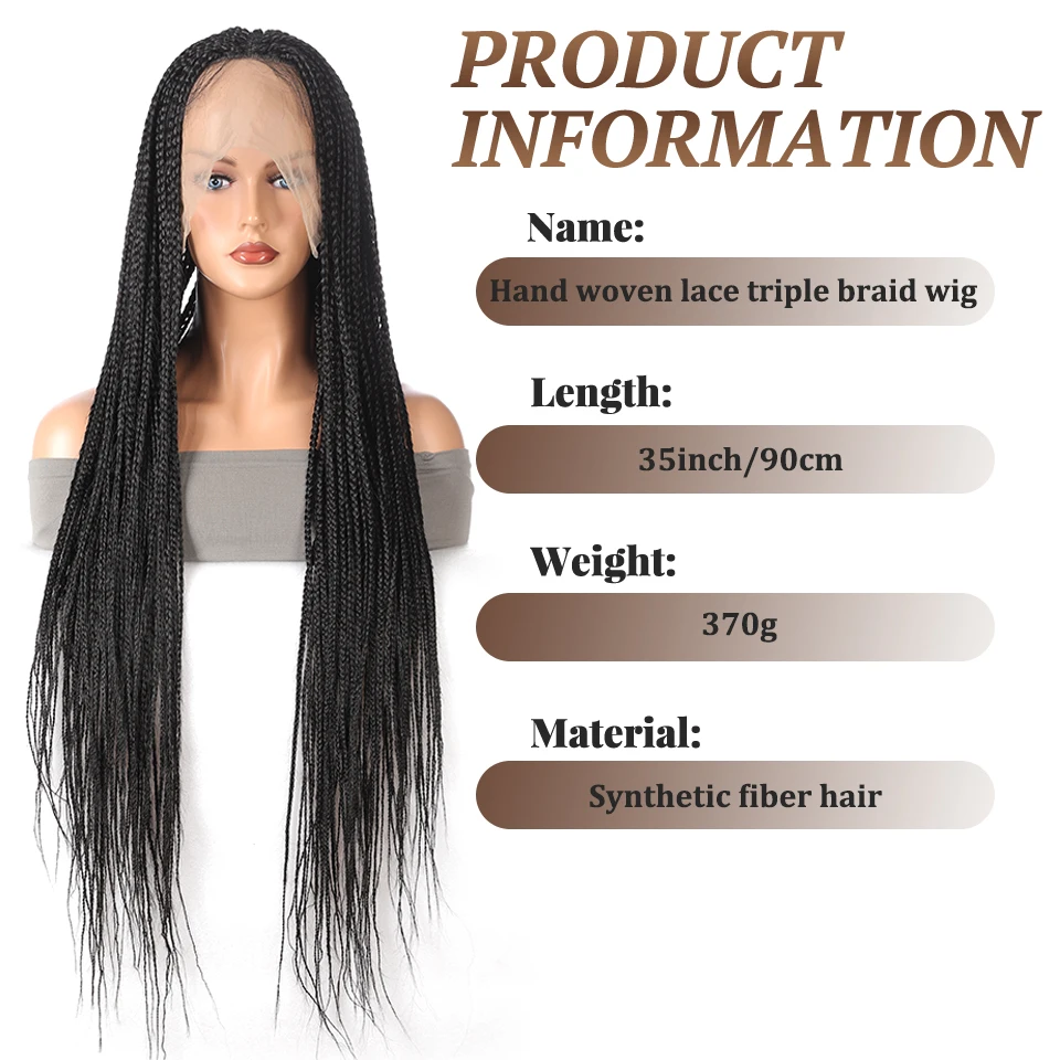 Hand Woven Lace Triple Braid Dirty Braid Headband African Crochet Synthetic Wig Suitable for Black Women's Parties Halloween