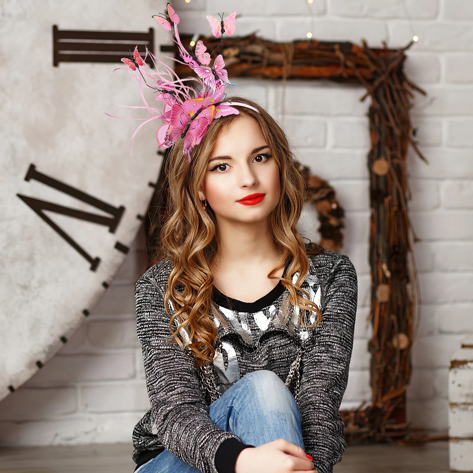 

Butterfly Headband Hollow Colorful Camouflage Fascinators Hats Women Bride Tea Party Hair Accessories Elegant Resin ABS