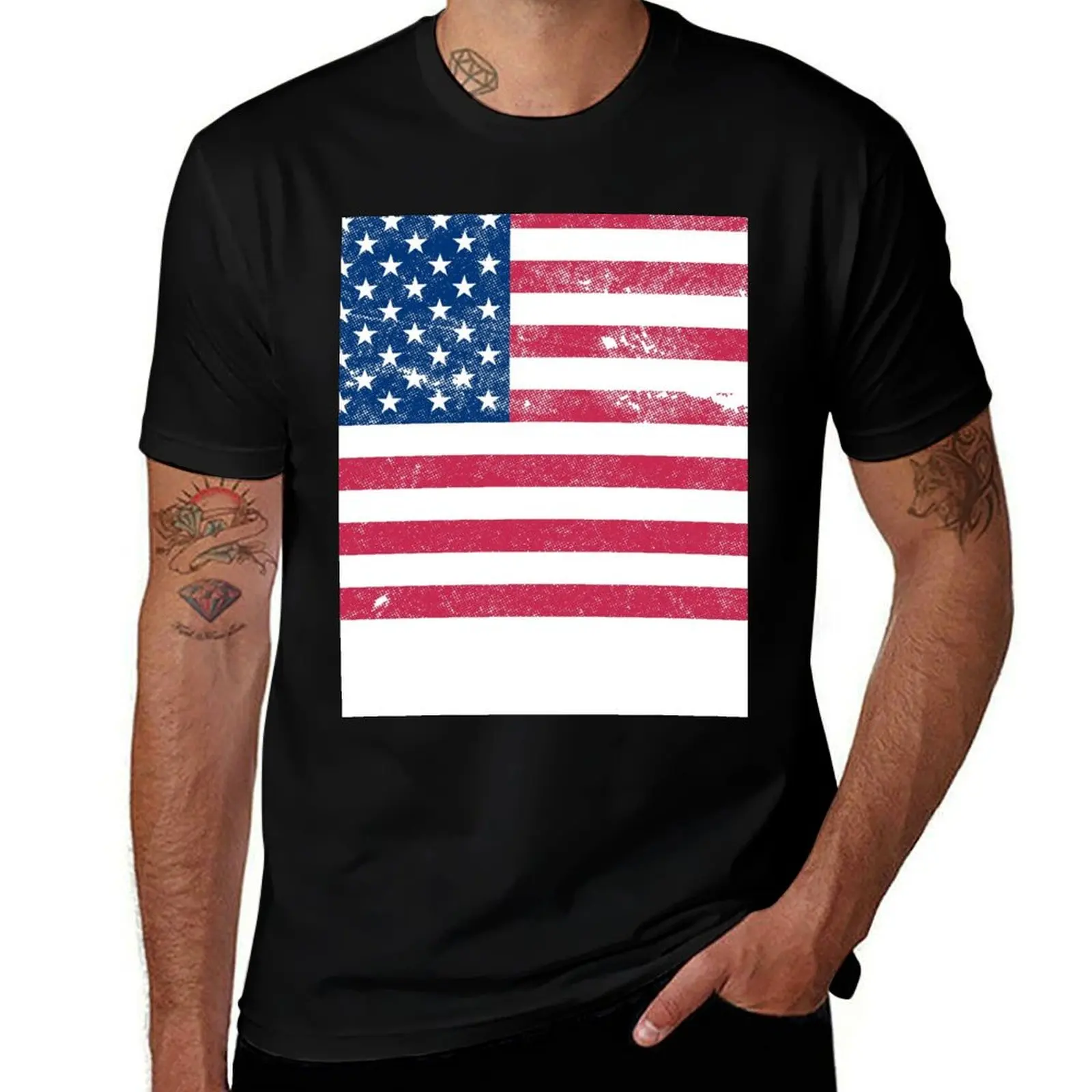 

Distressed Stars and Stripes T-Shirt t shirts for man slim fit cotton t shirt man