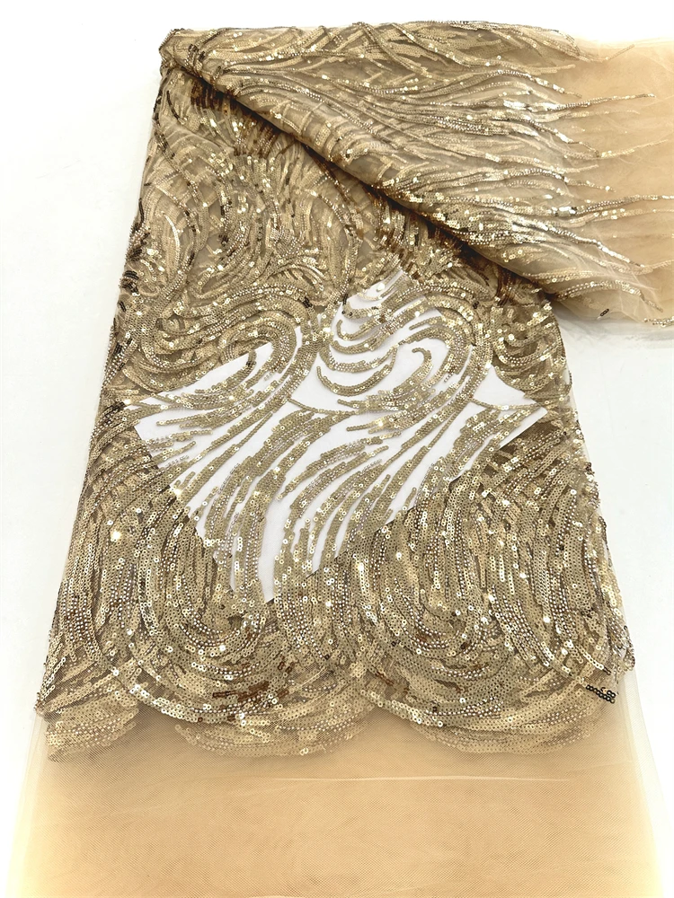 

Высокое качество, африканская кружевная ткань ручной работы с бисером, 2025 г., шитье, вышивка блестками, нигерийская кружевная ткань, женская свадебная ткань