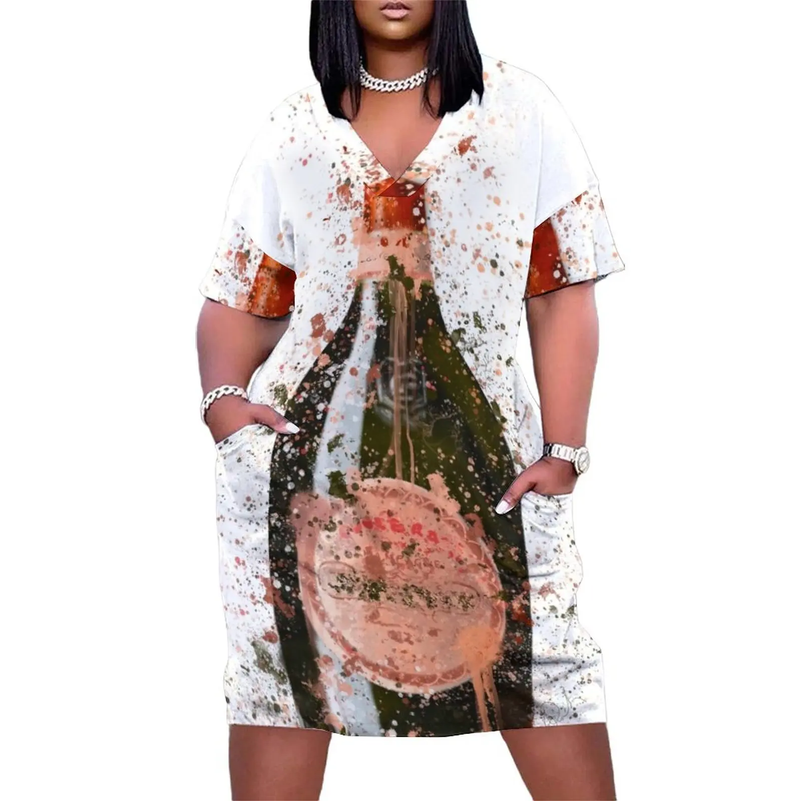 

Laurent Perrier Splatter Print Loose Pocket Dress luxury dresses women"s evening dress 2024 dress women summer