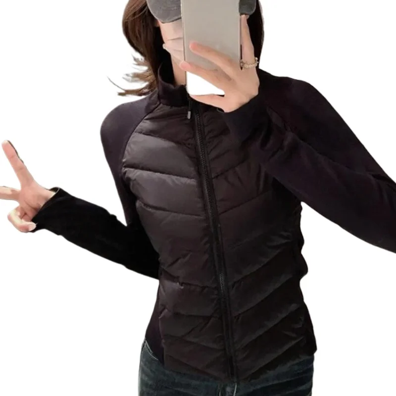 Pink Ribs Down Jacket Women's Winter New Jacket Down Liner Light and Slim Comfortable Beautiful Gentle Waist and Thin
