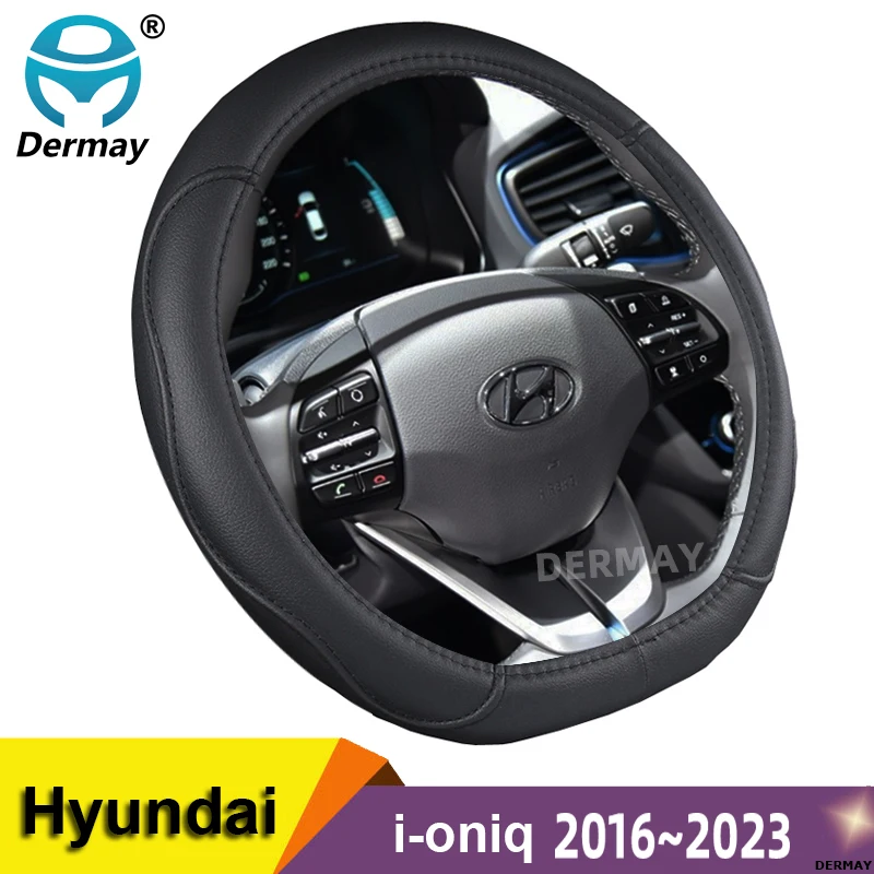 DERMAY Lenkrad Abdeckung D Form für Hyundai ioniq 2016 2017 2018 2019 2020 2021 2022 PU Leder Auto Styling auto Schutz