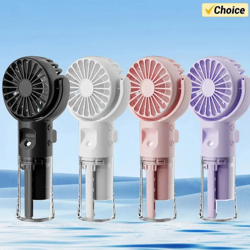 Ventilador portátil Mini ventilador humidificador de mano recargable por USB para viajes al aire libre ventilador de bolsillo pequeño de mano con niebla de pulverización de agua
