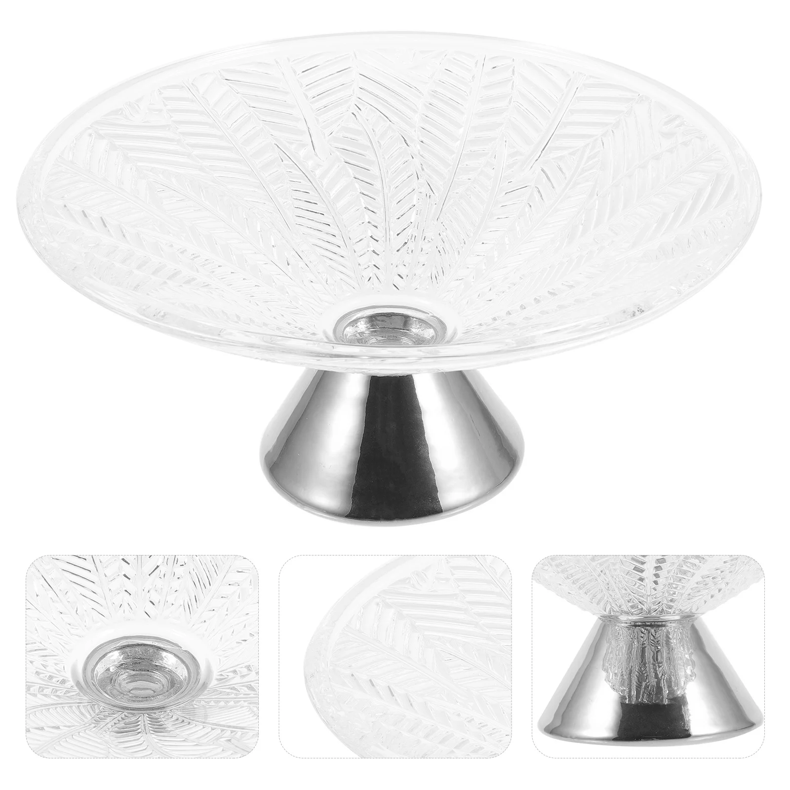 

Glass Footed Fruit Bowl Leaf Style Large Capacity Ceramic Snack Dish for Dining Table Decor Footed Bowl