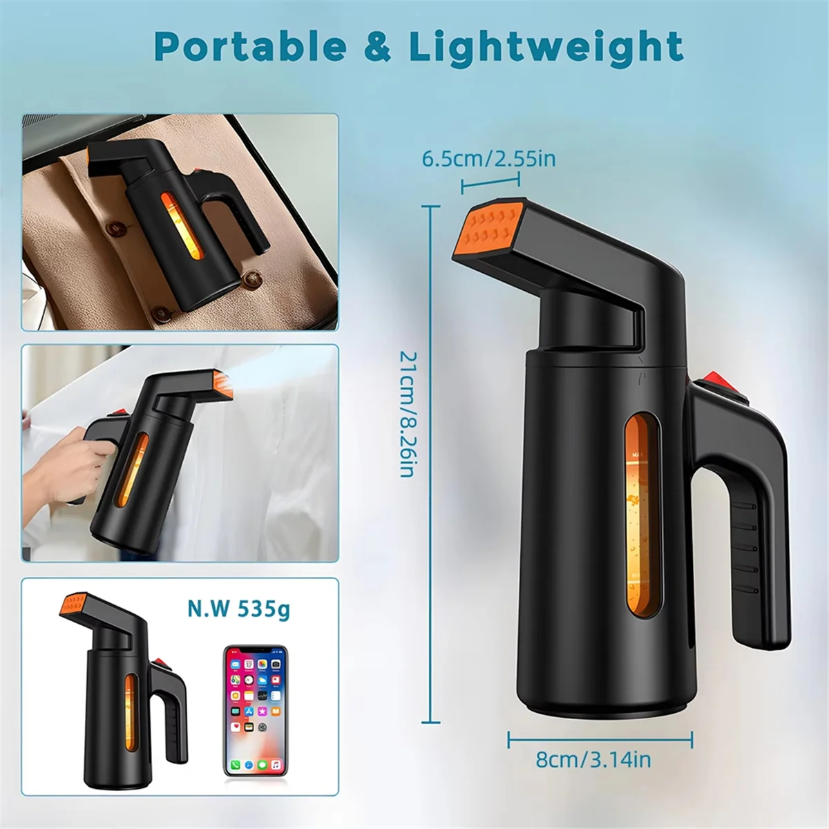 A03R Portable Garment Steamer 700W - Fast 25s Heating, 180ml Capacity, Strong Steam Penetration, Clothes Steamer EU Plug