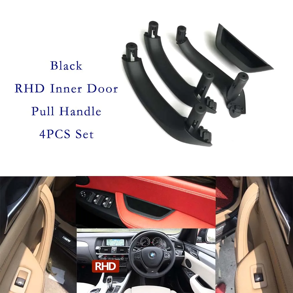 4PCS Inner Door Pull Handle Set Cover Trim For BMW X3 X4 F25 F26 10-17 RHD