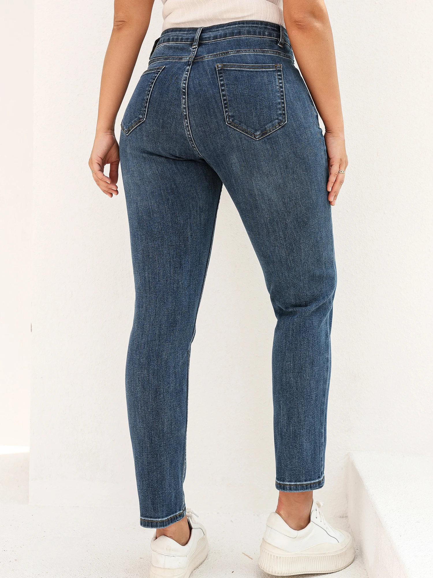 Jeans BoyFriend pour femmes 6XL, pantalon droit, Vintage, mi-taille, pleine longueur, extensible, à la mode