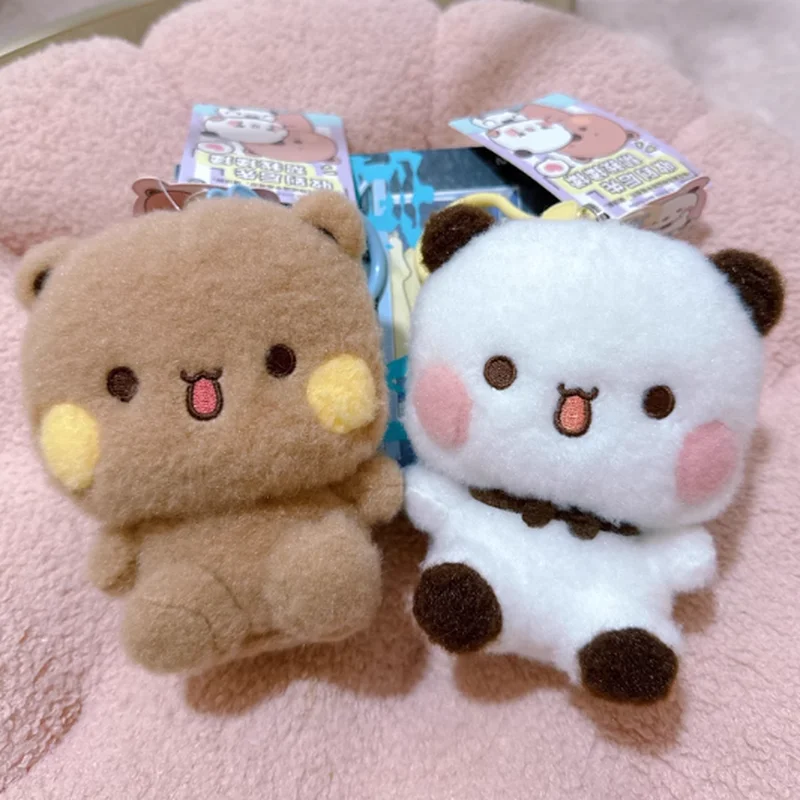 

Cartoon Panda Bear Doll Backpack Pendant Key Chain Couple Gift Panda Bubu And Yier Pendant Dolls Stuffed Animals Plush Genuine