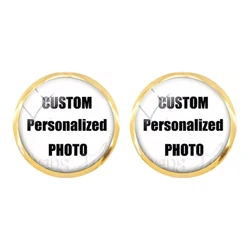 Personalizado personalizado brincos do parafuso prisioneiro foto mãe pai bebê crianças avô pais projetado foto presente para o aniversário da família presente