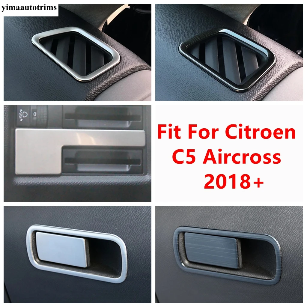 Head Light Lamp / Glove Box Sequin / Side Air Vent Cover Trim Stainless Steel Accessories For Citroen C5 Aircross 2018 - 2024