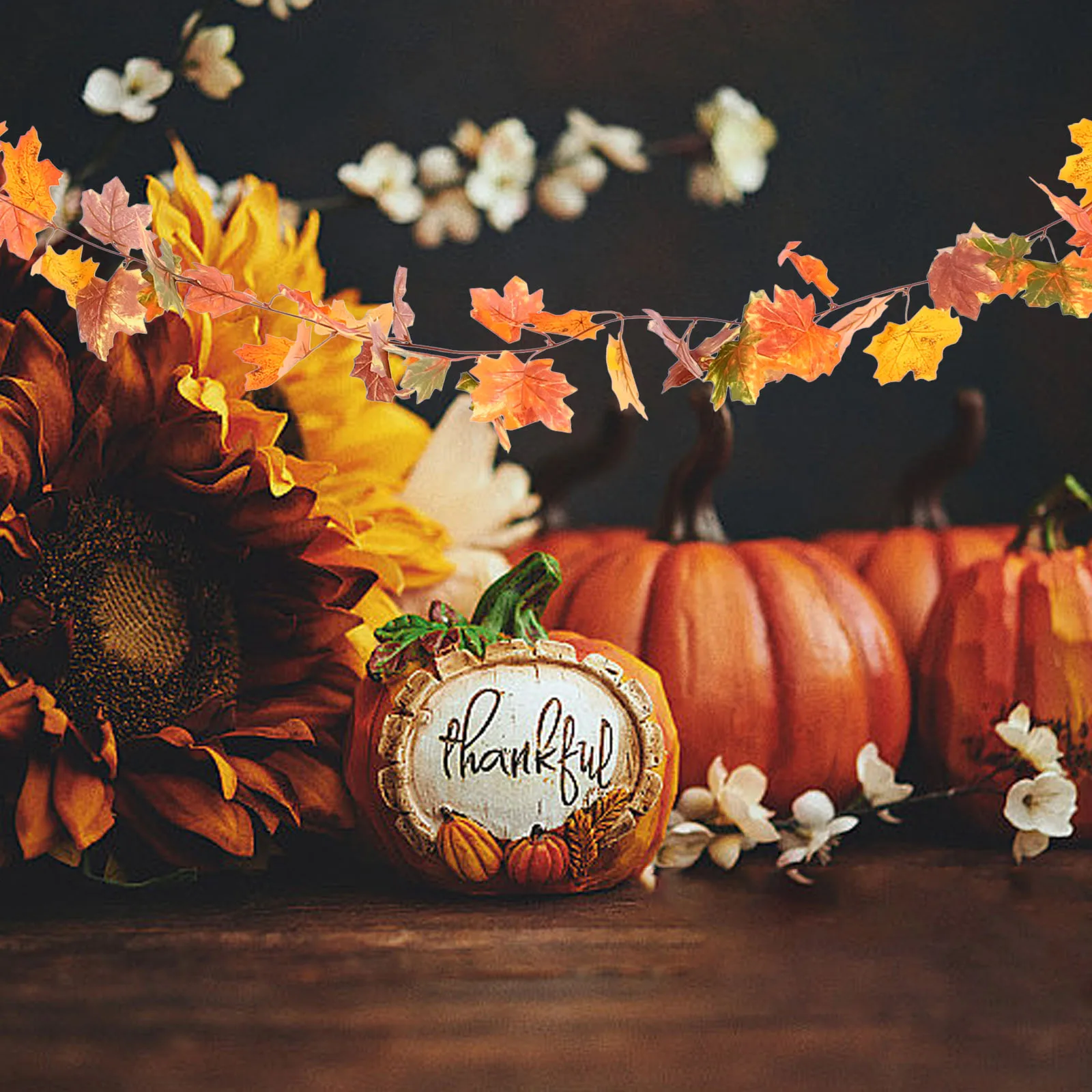 

1pc Artificial Maple Rattan Simulation Leaves Vine Dark Brown For Halloween Thanksgiving Day Decor Hanging Plant Indoor