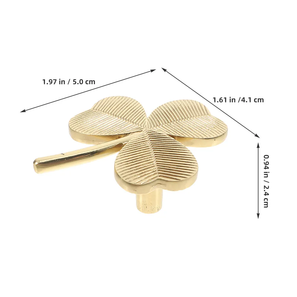 2Pcs Vintage Brass Shamrock Shape Cabinet Handles Retro Decorative Drawer Pulls for Kitchen Wardrobe Dresser Unique Hardware