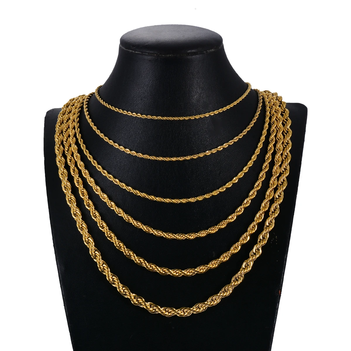 2/2.5/3/4/5/6mm Wide Twisted Rope Chain Chunky Gold Color 304 Stainless Steel Necklace Bracelet for Men Women Fashion Jewelry view 3