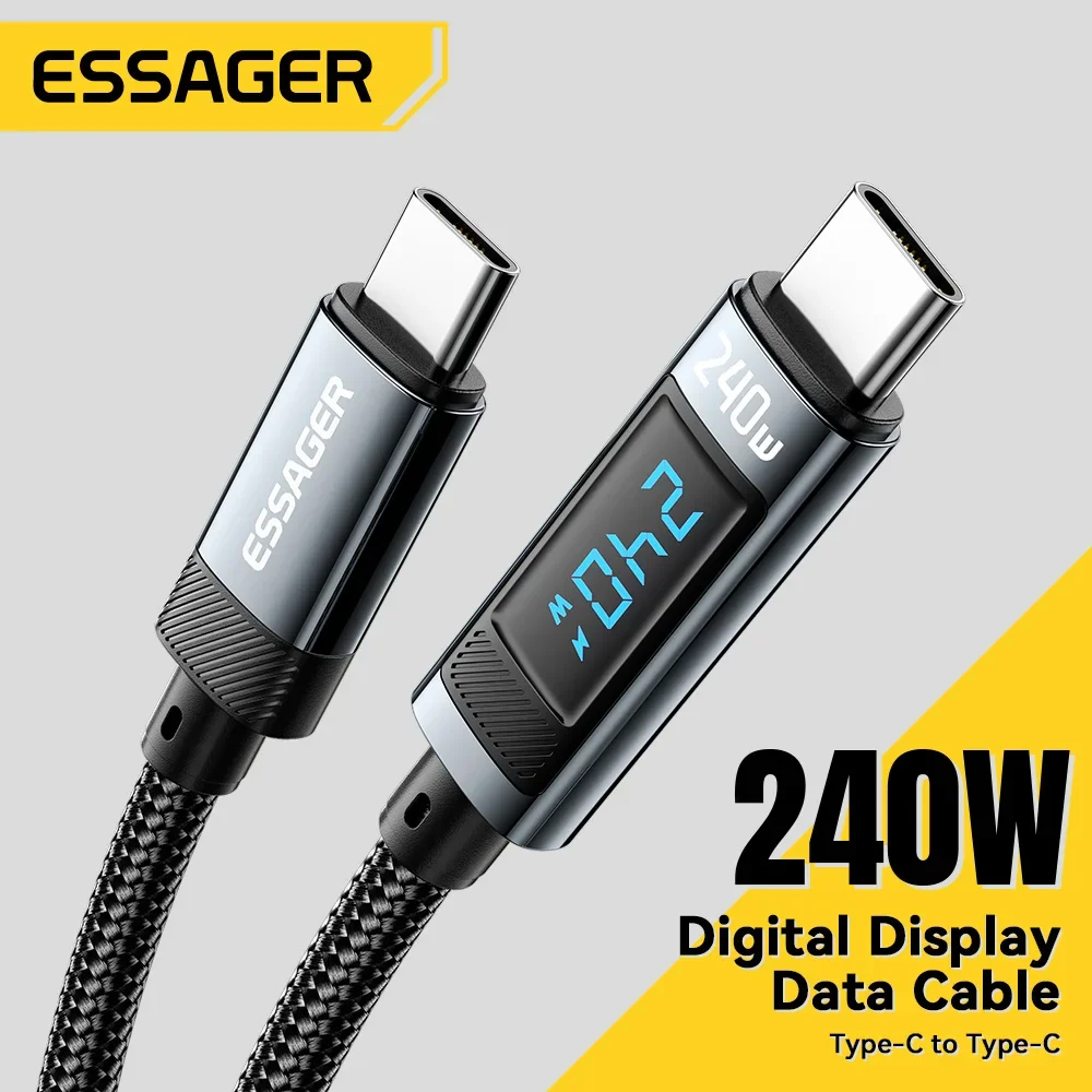 

Essager-Cable USB tipo C a USB C de 240W, Cable de carga rápida PD 3,1 de 100W para Macbook Pro, Xiaomi, Samsung, portátil, Cabl