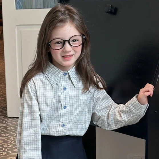 

Girls Shirt 2025 Autumn New Children's Clothing Korean Style Girls Baby Fashion College Style Shirt Casual Simple All Match
