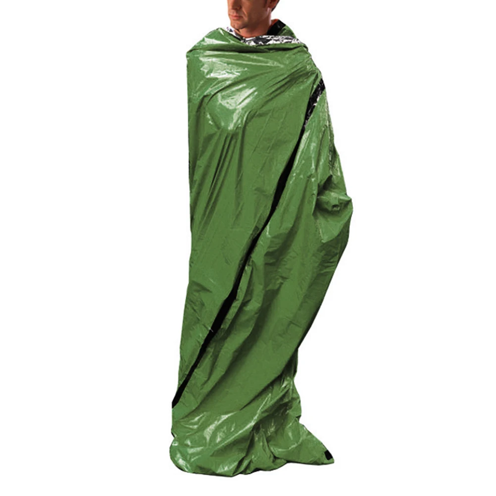 Saco de dormir de emergencia, ligero, compacto, térmico, supervivencia, Camping, bolsa de viaje para aventura al aire libre, uso en invierno y otoño, verde