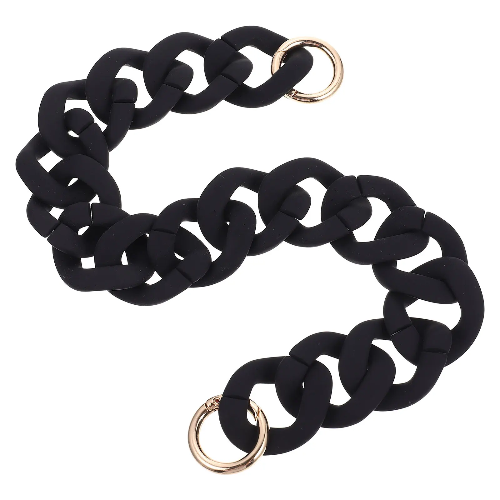 Resin Chunky Strap Black Plastic Link Handle Lightweight Stylish Fashionable Unique Long Time Use Practical Portable Bag