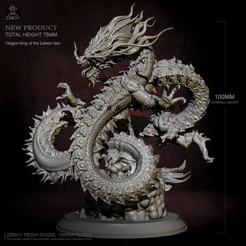 

100mm East Sea Dragon King Resin Model Figure Gk Micro Miniature 3d Printed White Model Toy Unassembled And Unpainted Kit