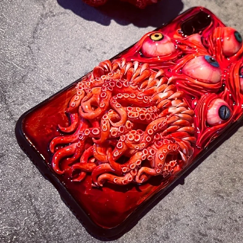 4105 Handmade Mobile Phone Case Original 3D Cthulhu Eyes Tentacles Teeth Mobile Phone Case Custom Christmas Halloween Gift