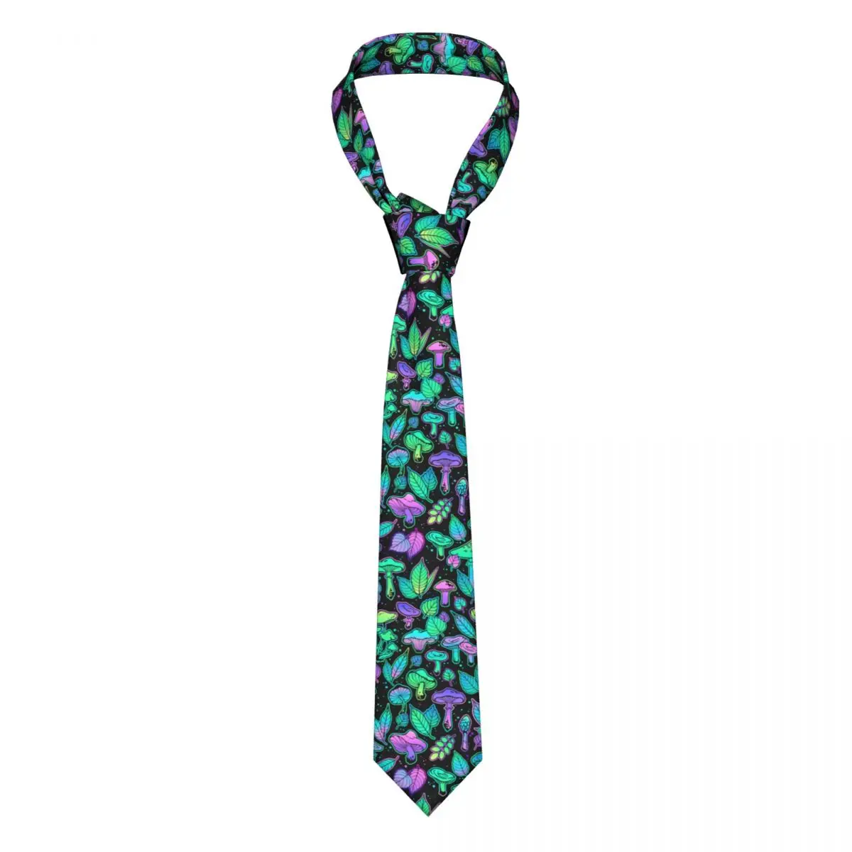 Mushrooms And Plant Leaves Necktie Men Women Polyester 8 cm Neck Tie for Mens Slim Wide Accessories Gravatas Office