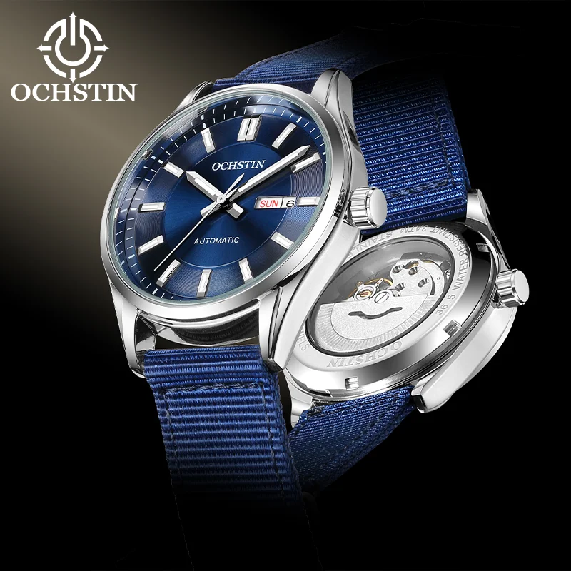 OCHSTIN Man Durable Woven Nylon Band Wristwatch Men's Reliable Self-winding Mechanical Movement Daily Leisure Male Watches