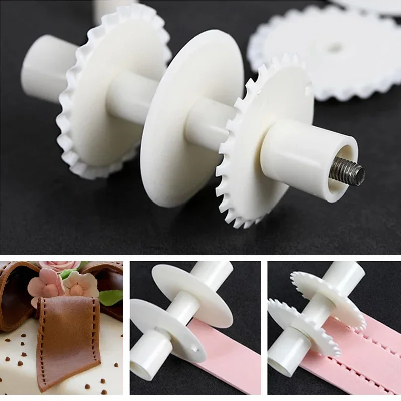 

6Pcs Flower Border Fondant Ribbon Roller Cutters Cake Sugar Cutter Lace Cake Mold Embosser DIY Dough Cutting Cake Accessories