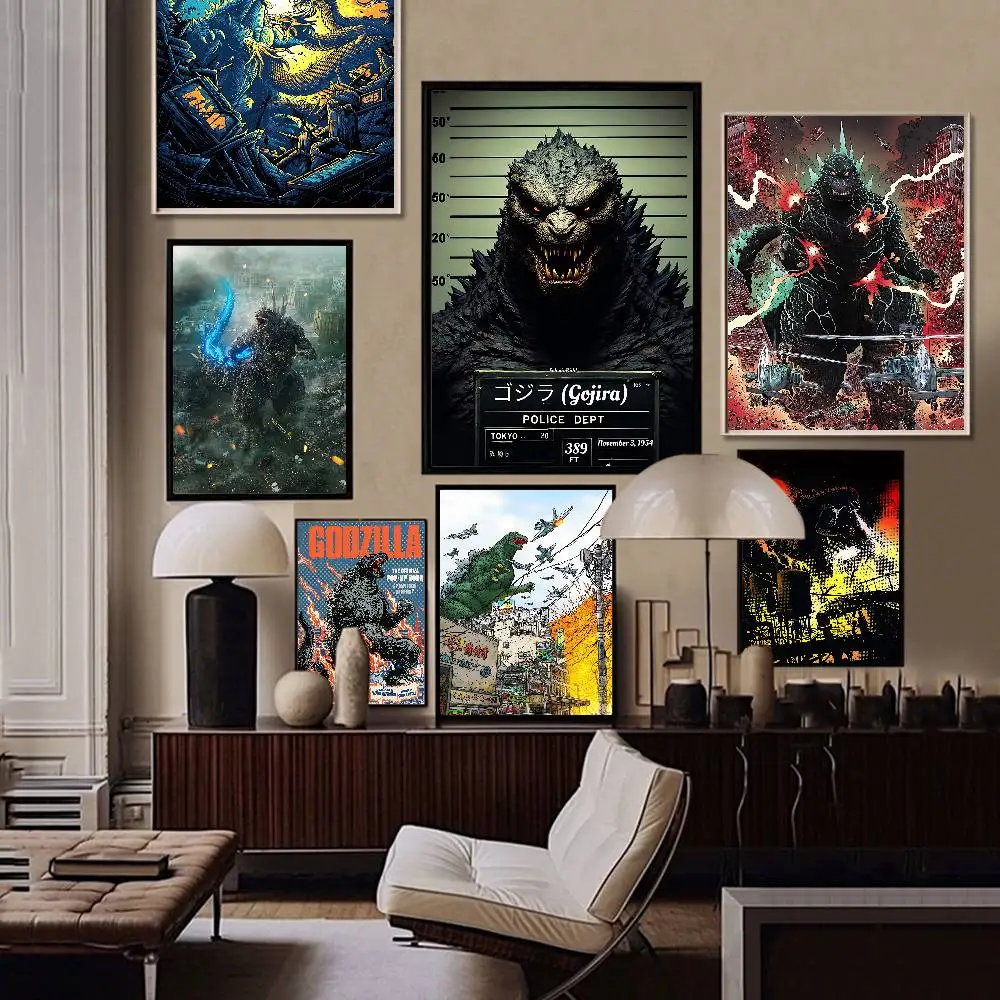G-GoDZilla Self-adhesive Art Poster Retro Kraft Paper Sticker DIY Room Bar Cafe Stickers Wall Painting