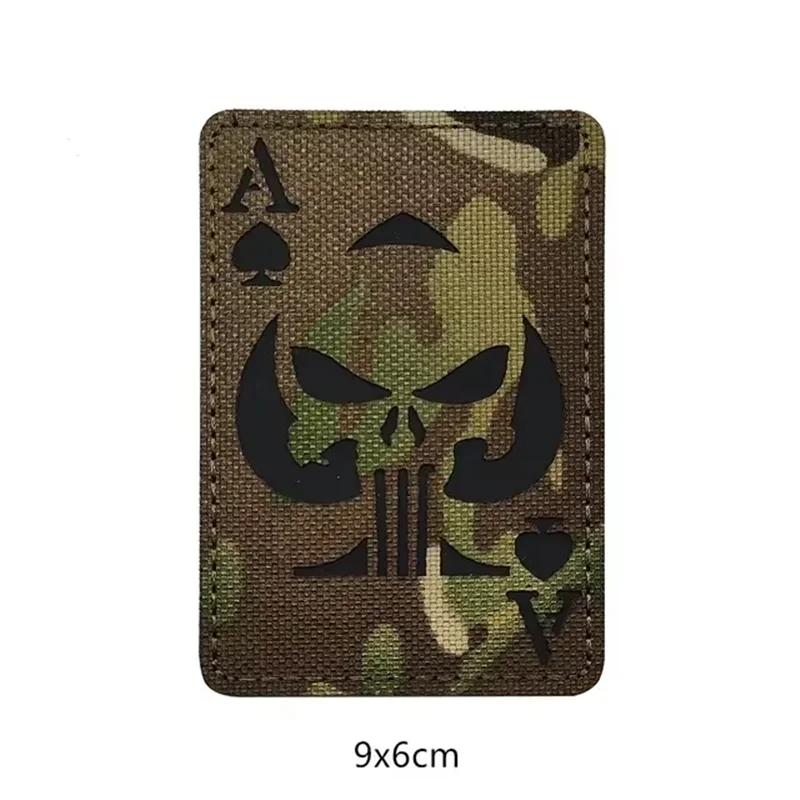 Embroidery Reaper Patches Tactical Skull Badge For Clothing Bag Punk Emblem Ace of Spades Death Card Poker Patch Hook Appliques