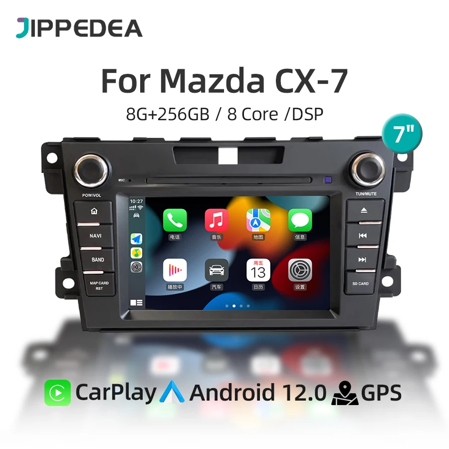 Car Multimedia Player CarPlay Android 12 Qualcomm 8GB 256GB GPS Navigation 4G WiFi Bluetooth Car Radio For MAZDA CX-7 2009-2014