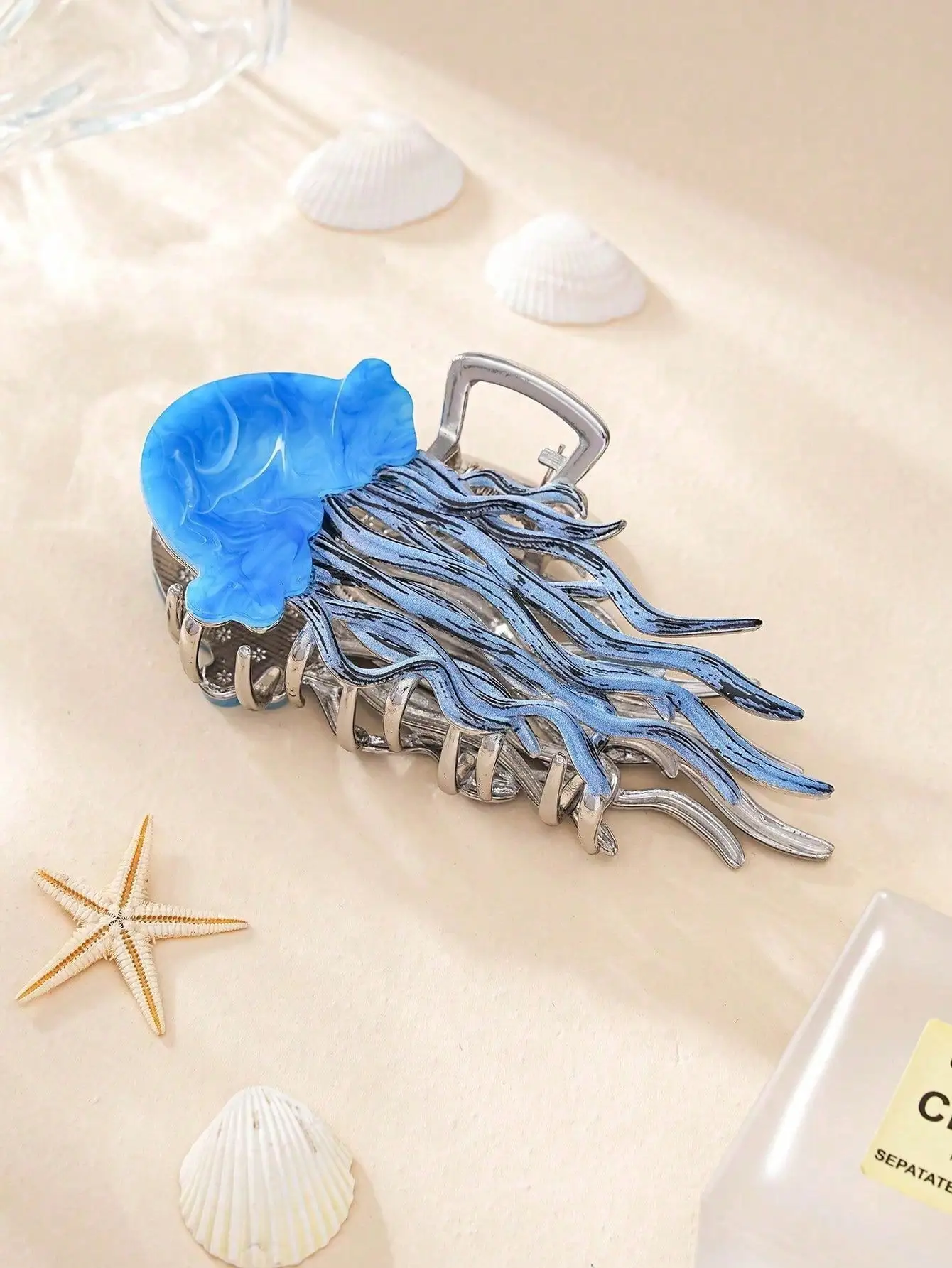 

Blue Jellyfish Hair Claw Clip - Large Metal Acetate Ocean Sea Creature Hair Claw For Women, Summer Beach Aesthetic Hair Claw For Thick/Thin Hair Summer Hair Accessories