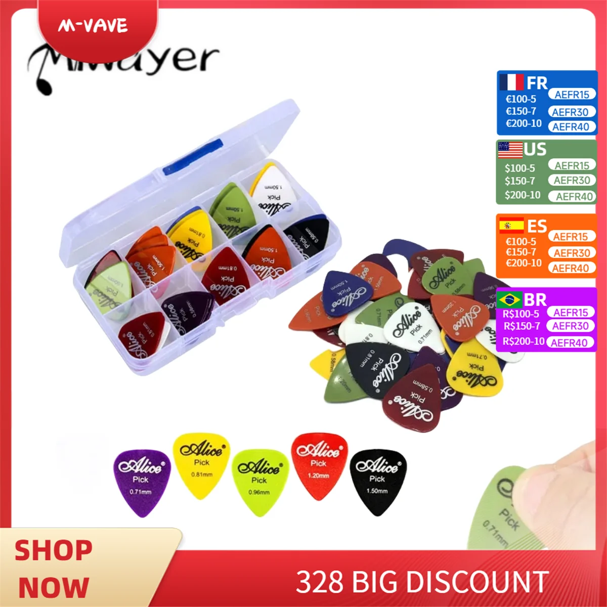 24/48pcs Alice Guitar Picks Non-slip ABS 0.58/0.71/0.81/0.96/1.20/1.50mm Guitar Accessories 6 Kinds Thickness Picks Sets