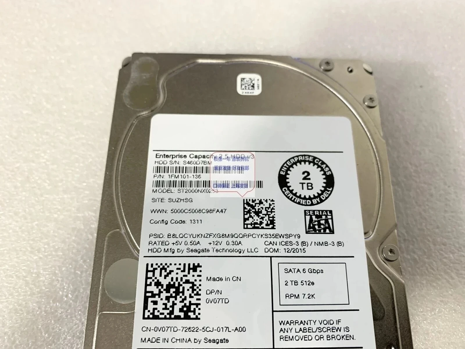 Б/у 0V07TD ST2000NX0253 R740 R930 Жесткий диск 2T 2.5 SATA