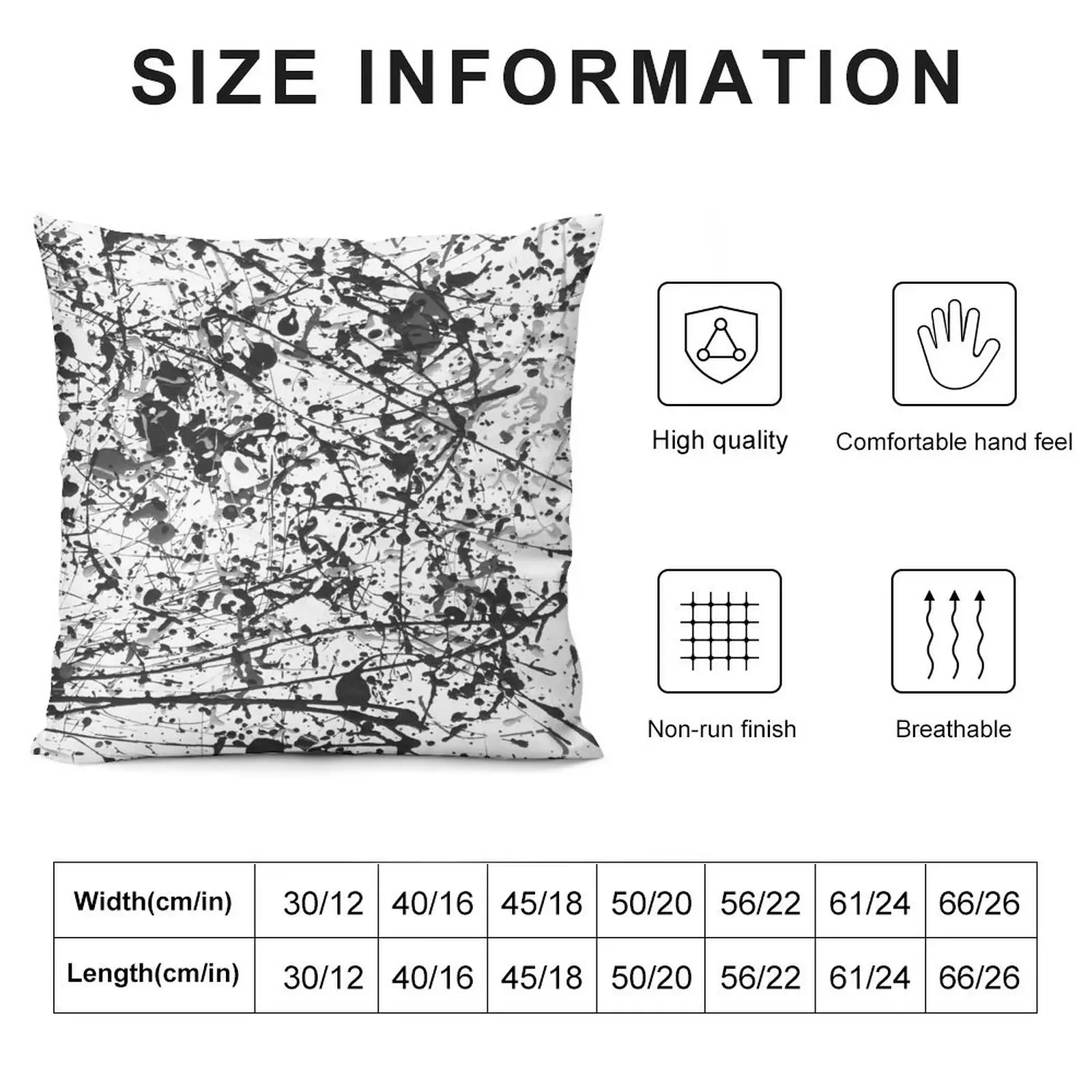 Mijumi Pollock Black and White Throw Pillow Cushions For Decorative Sofa Pillowcases For Pillows Pillow Case pillow