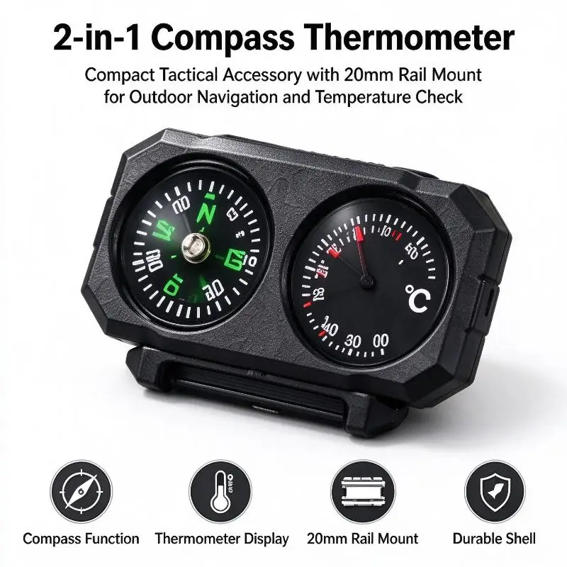 Nylon Compass Thermometer With Universal 20MM Rail, Fine Ornament Fitting For Hobby Model Scene Layout Decoration