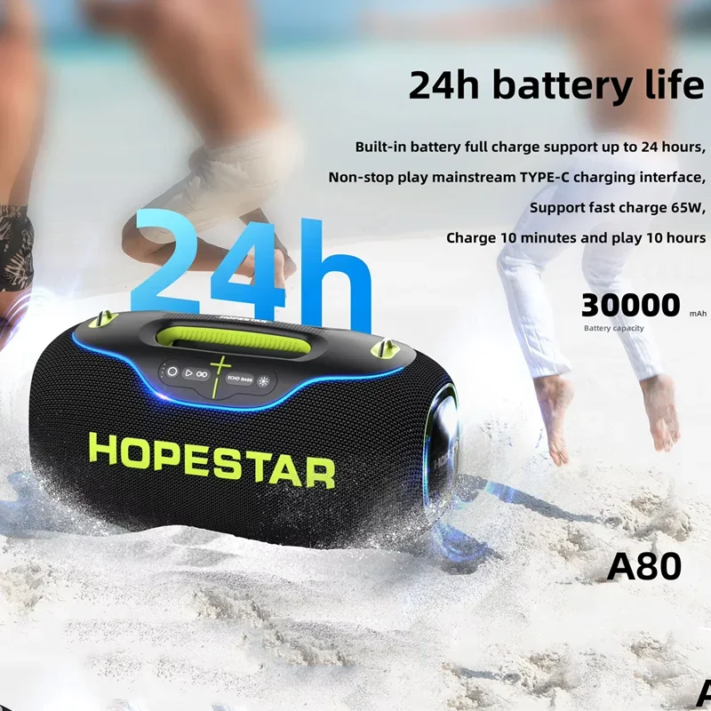 Hopestar A80 Speaker Bluetooth Portabel Daya 350W IPX6 Tahan Air Kualitas Tinggi Enam Speaker Subwoofer Mendukung LED TF AUX TWS