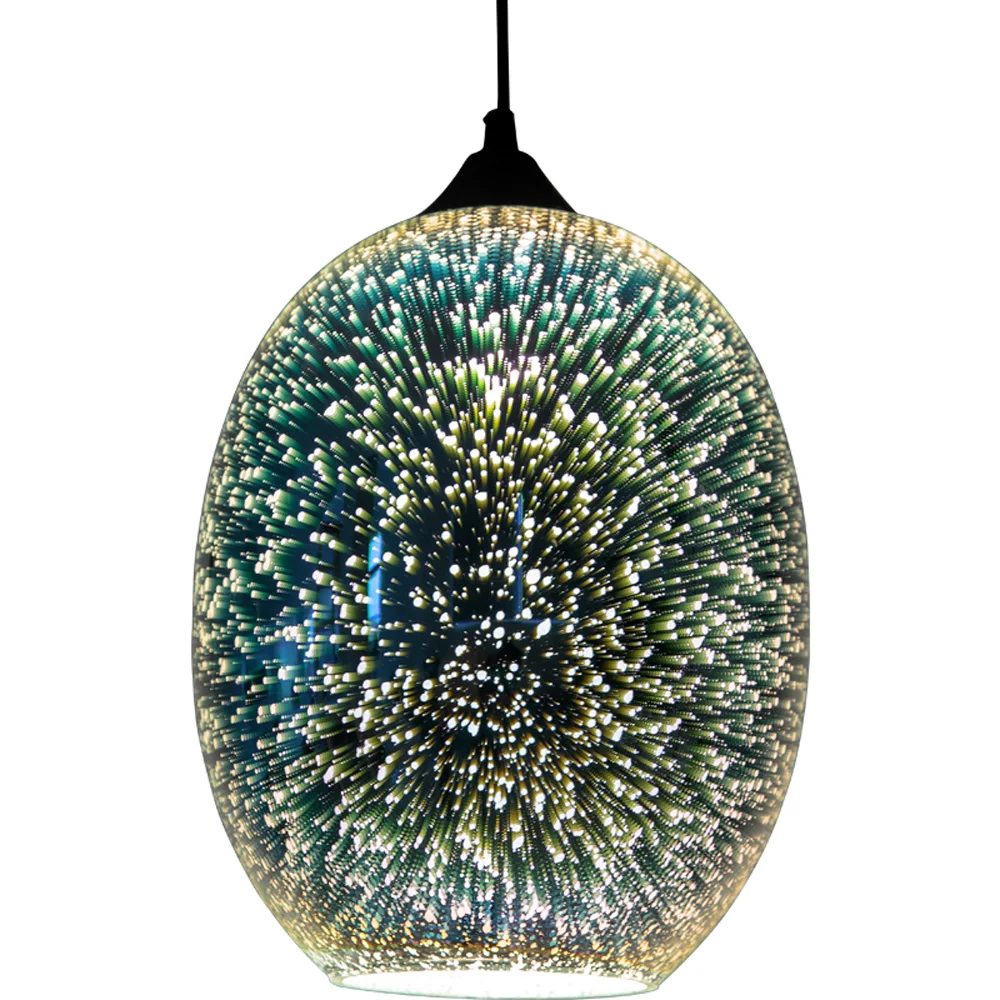 Creatieve 3D Vuurwerk Plafondlamp Moderne Kleurrijke Glazen Hanglamp 3D Vintage LED Kroonluchter Verlichting voor Living Eetkamer