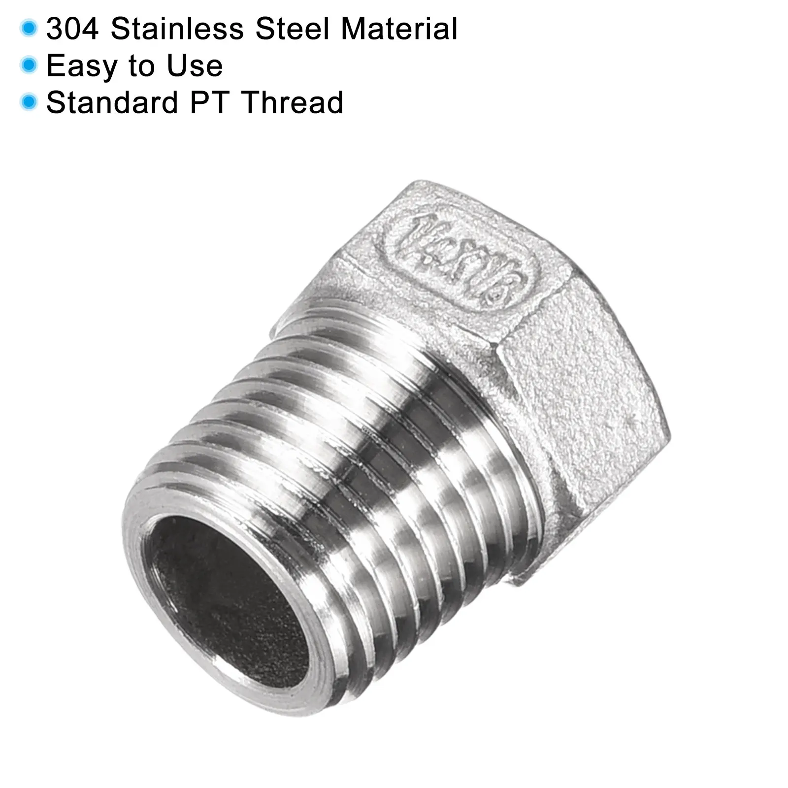 Uxcell Hex ลด,1/4 PT ชาย1/8 PT หญิง304สแตนเลสท่อลดอะแดปเตอร์